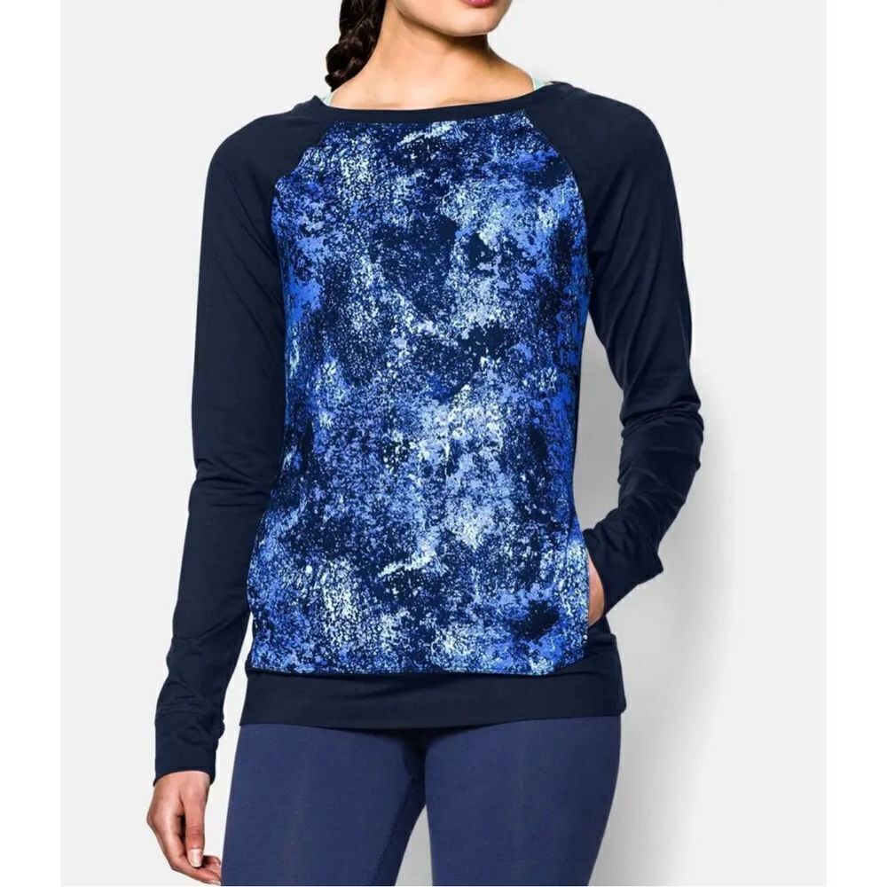 Under Armour UA StudioLux Take-A-Chance Crew Blue Long Sleeve Top Women's M